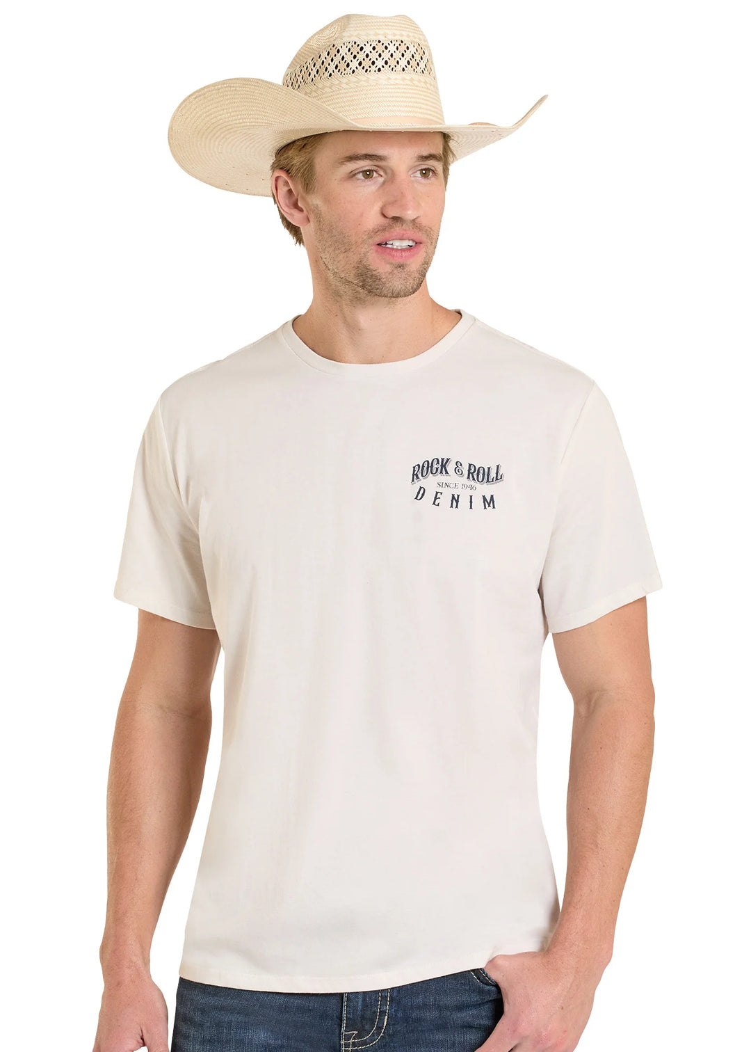 Rock & Roll - Men's White Bull Graphic Tee
