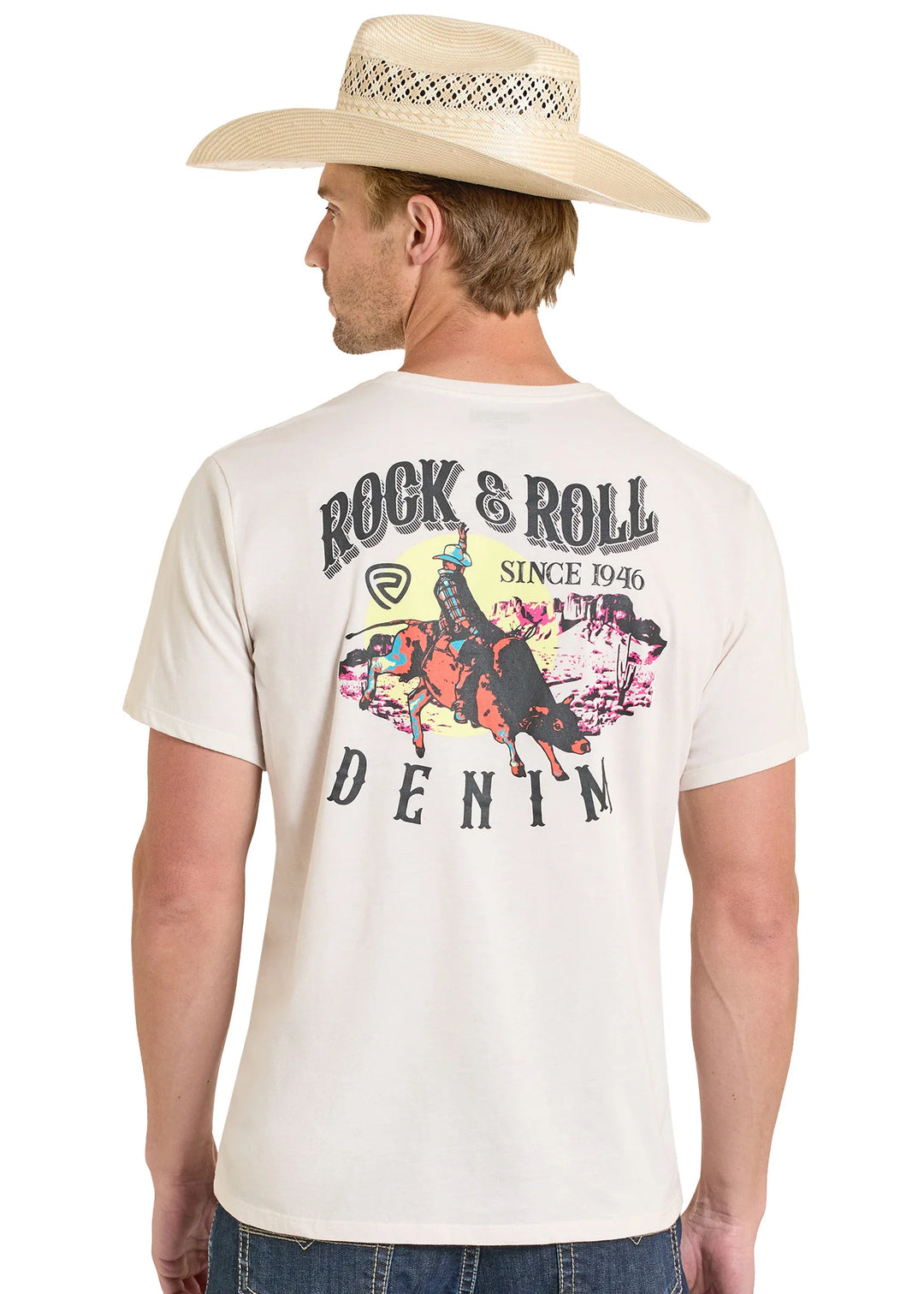 Rock & Roll - Men's White Bull Graphic Tee