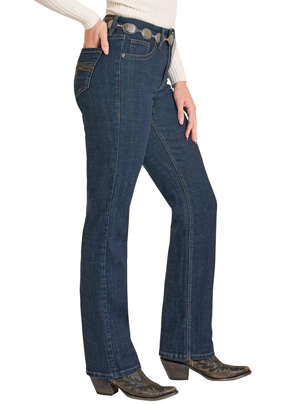 Rock & Roll - Women's High Rise Boot Stitch Bootcut Jeans