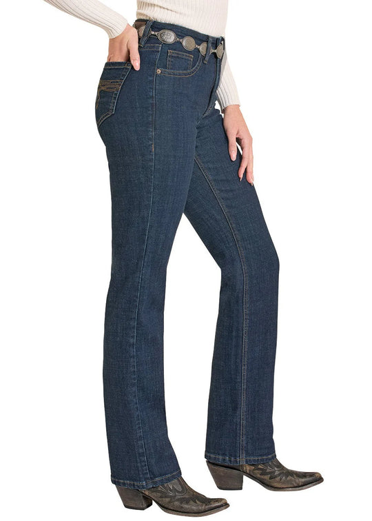 Rock & Roll - Women's High Rise Boot Stitch Bootcut Jeans