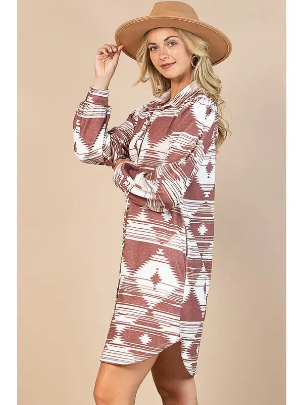 Buffalo Belle - Womens Ingrid Brown Aztec Dress