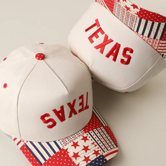 Buffalo Belle - Texas Embroidered Patchwork Brim Trucker Cap