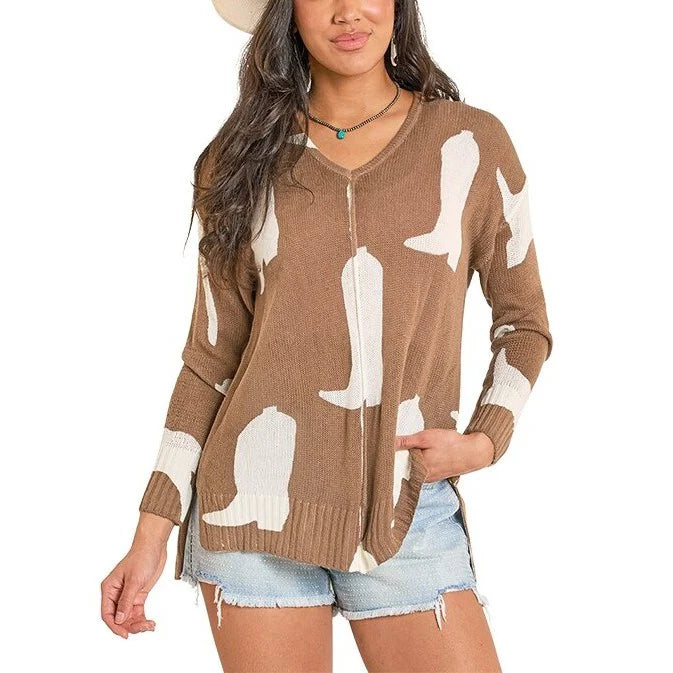 Rock & Roll - Women's Boot Print Sweater