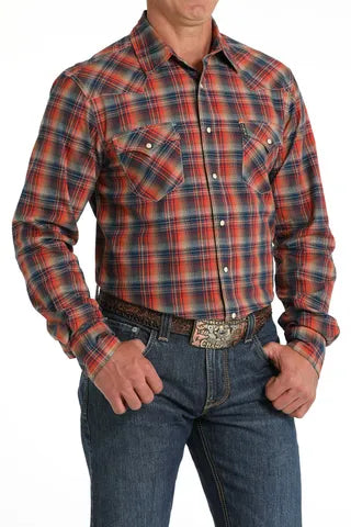 Cinch - Mens Red Plaid Modern Arena Shirt