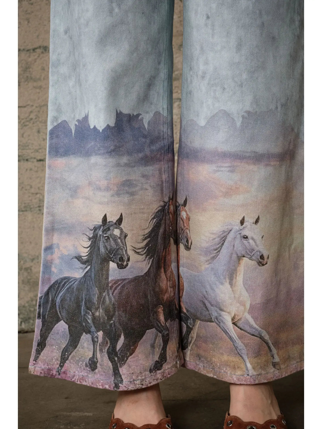Buffalo Belle - Western Horse Print Wide Leg Jeans