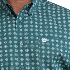 Cinch - Mens Green Gaz Geo Arena Shirt