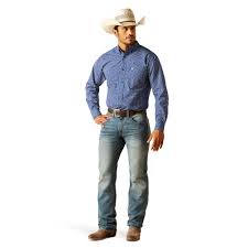 Ariat - Mens Price Fitted Blue Arena Shirt