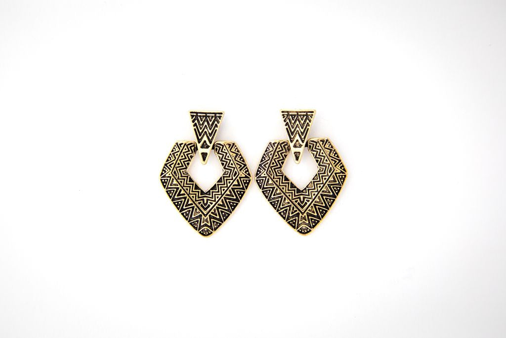 West & Co - Florence Gold Aztec Stamped Earrings