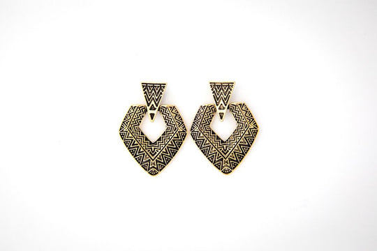 West & Co - Florence Gold Aztec Stamped Earrings