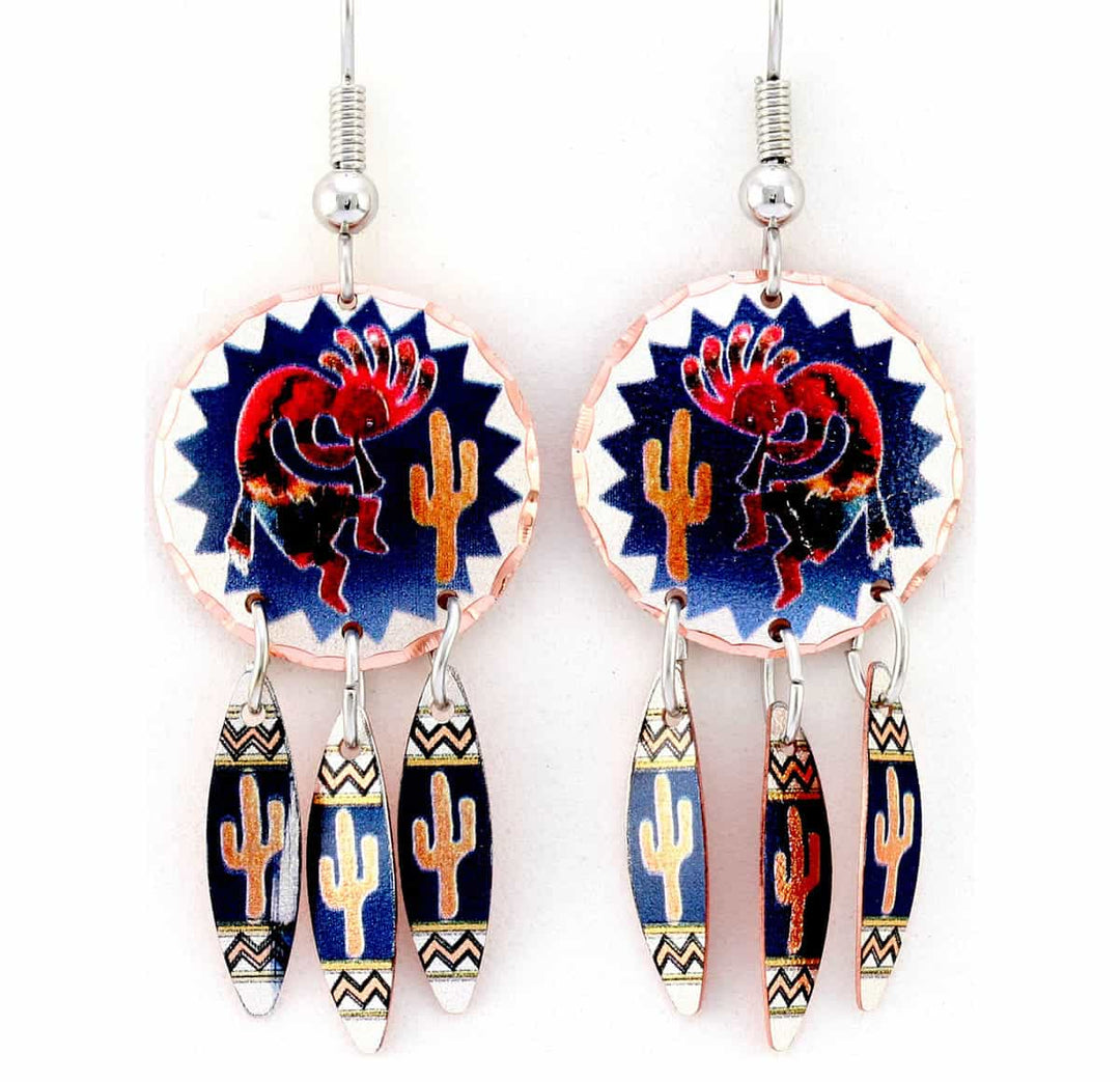 Native American - Copper Dangle Kokopelli Earrings