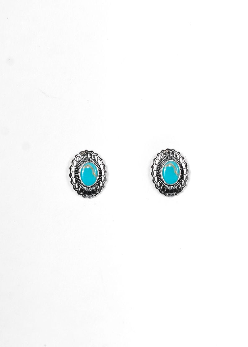 West & Co - Delilah Silver Concho/Turquoise Earrings