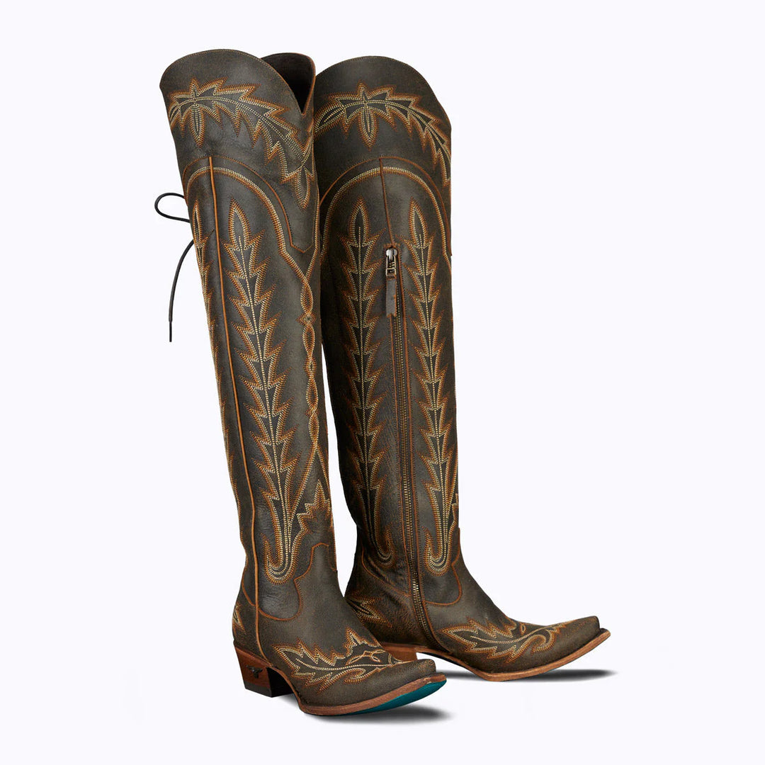 Lane Boots - Womens Lexington OTK Black Crackle Boots