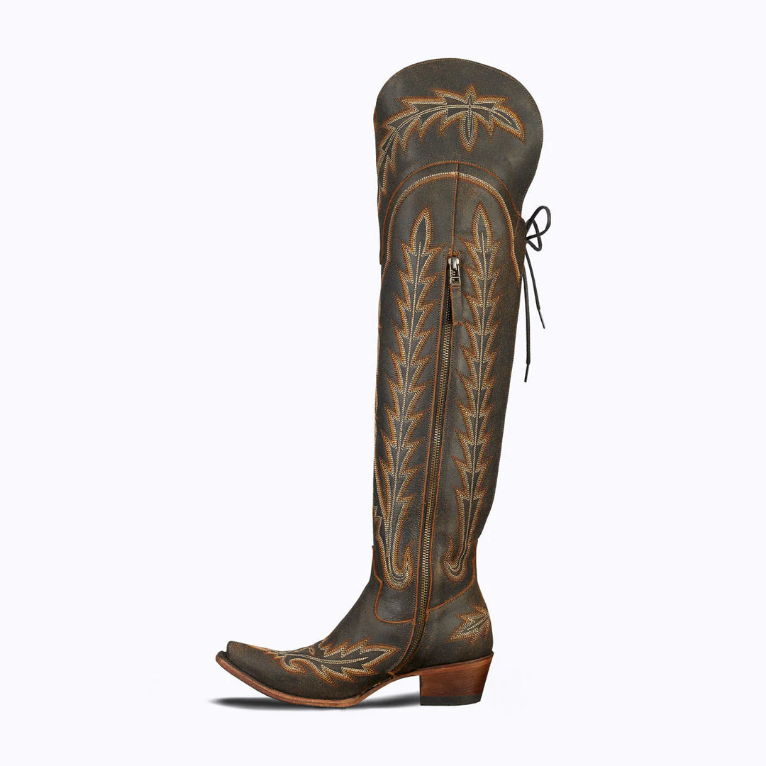 Lane Boots - Womens Lexington OTK Black Crackle Boots