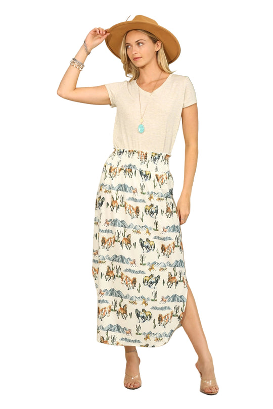 Buffalo Belle - Womens Roxanne Western Print Maxi Skirt