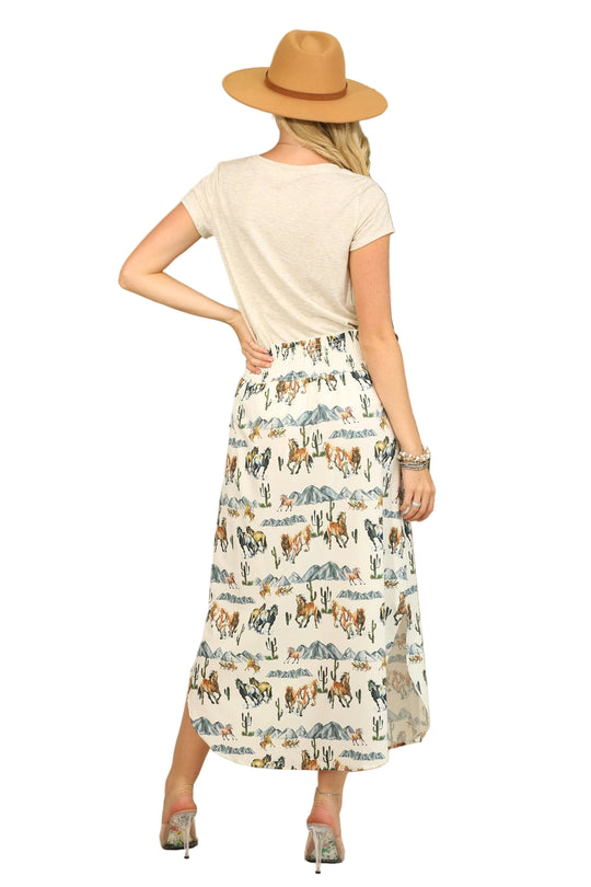 Buffalo Belle - Womens Roxanne Western Print Maxi Skirt