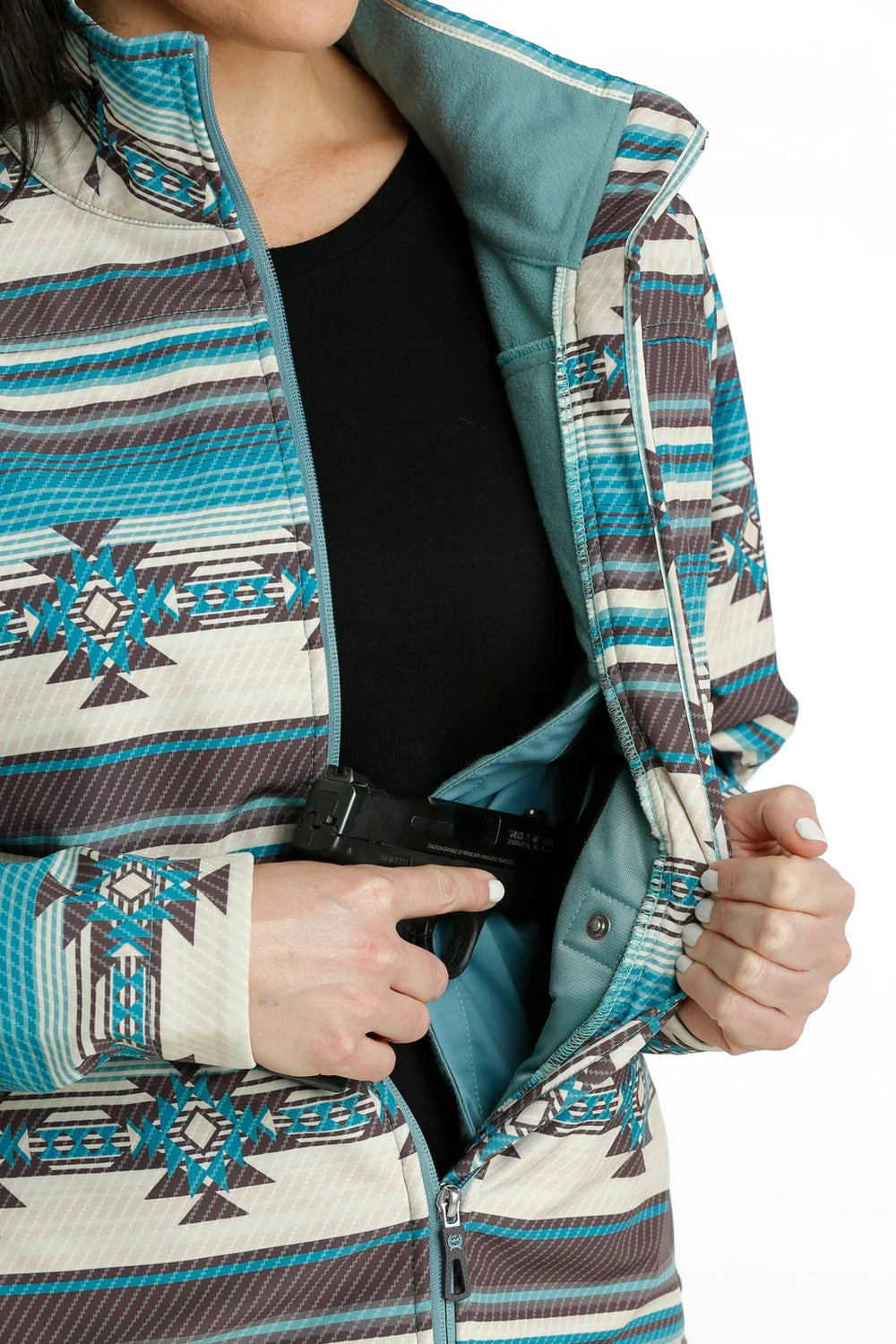 Cinch - Womens Teal Aztec Fleece Jacket