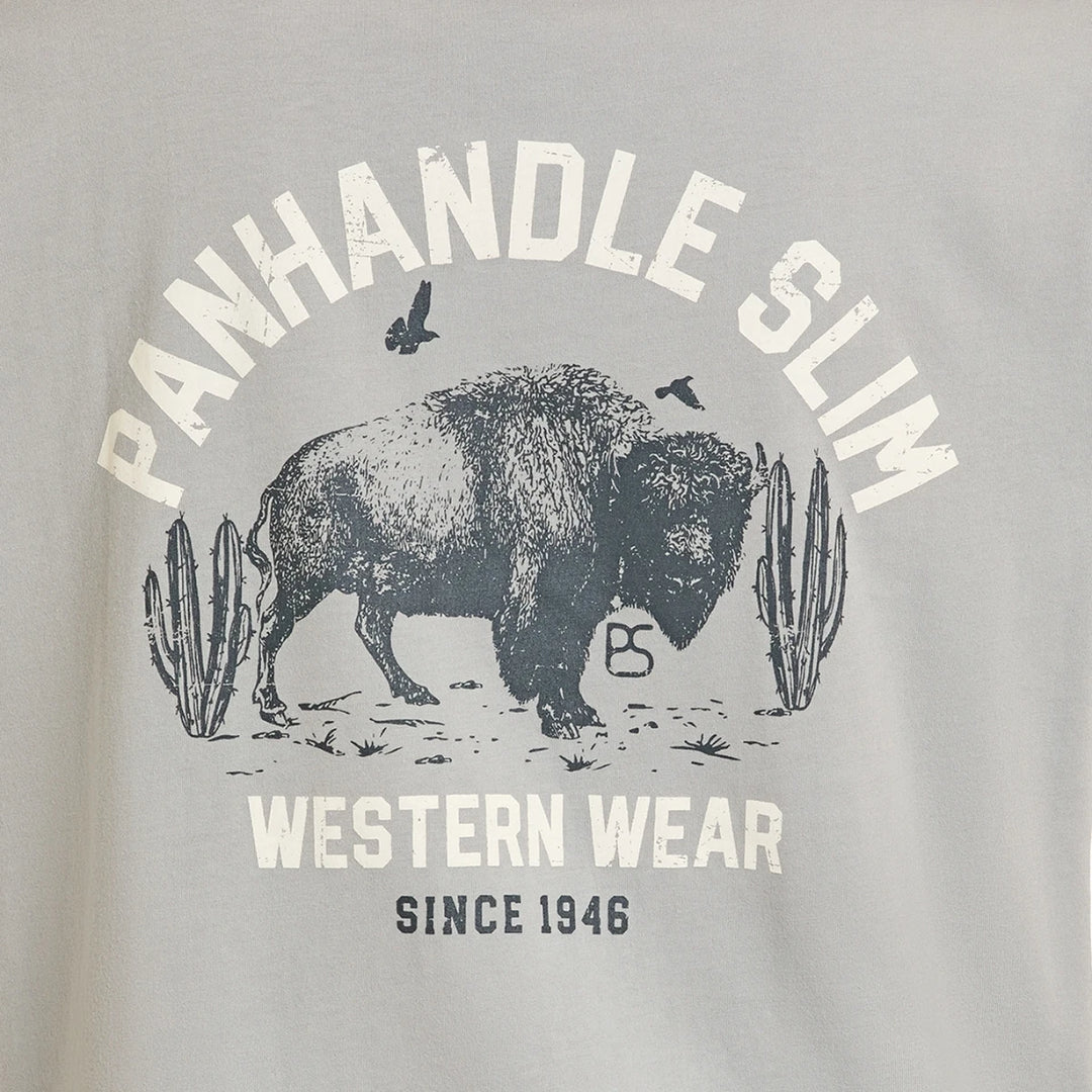 Panhandle Slim - Men's Bison Graphic T-Shirt Light Grey
