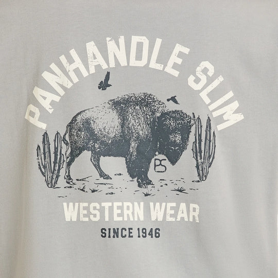 Panhandle Slim - Men's Bison Graphic T-Shirt Light Grey
