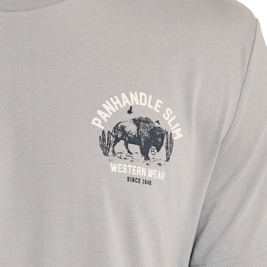 Panhandle Slim - Men's Bison Graphic T-Shirt Light Grey