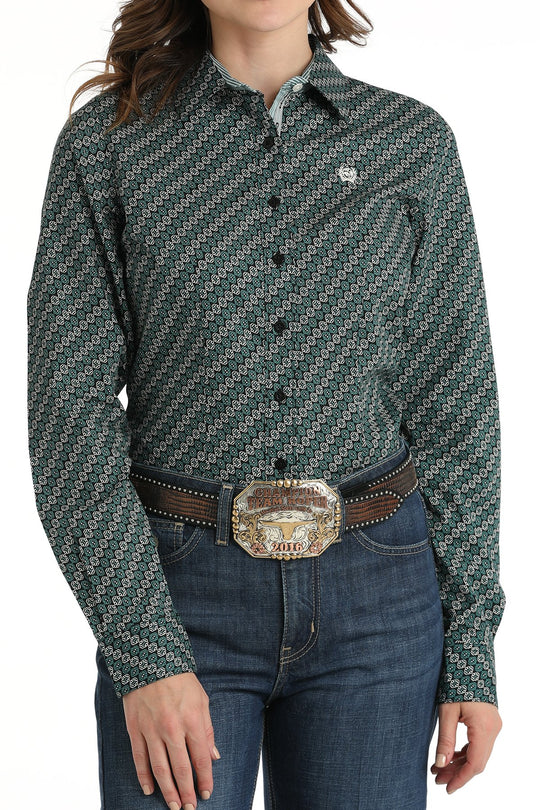 Cinch- Womens Geo Teal Arena Shirt