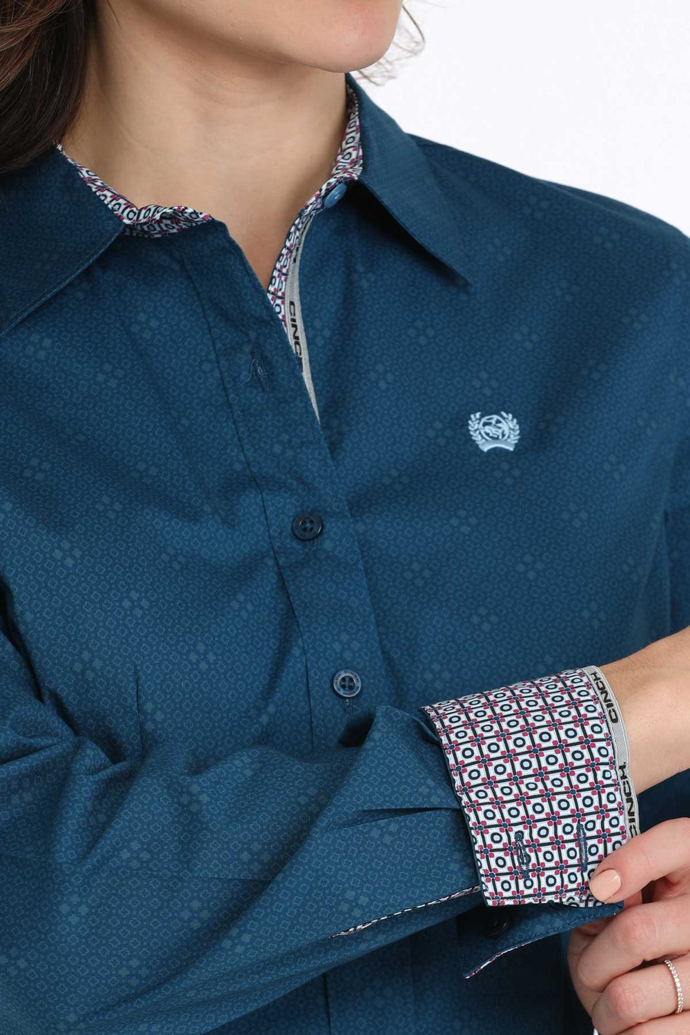 Cinch- Womens Dark Teal Geo Arena Shirt