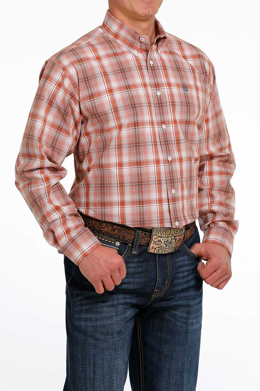 Cinch - Mens White/Rust Arena Shirt