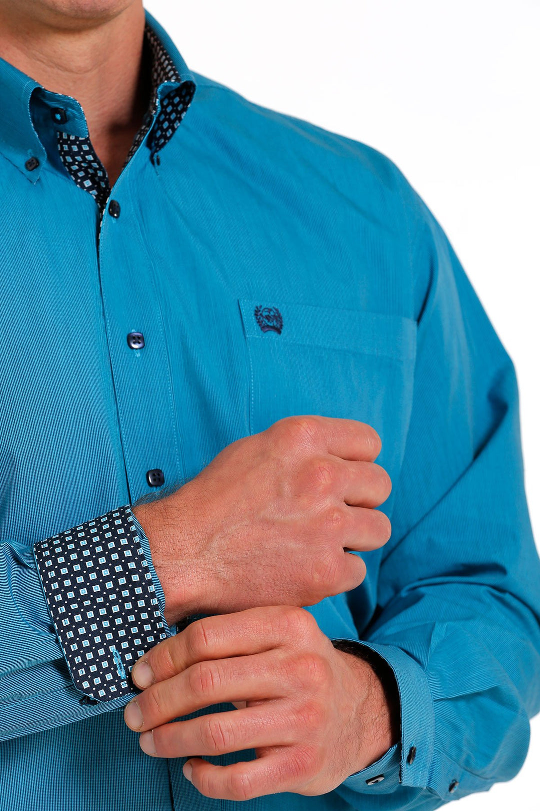 Cinch - Mens Micro Stripe Turquoise/Navy Arena Shirt