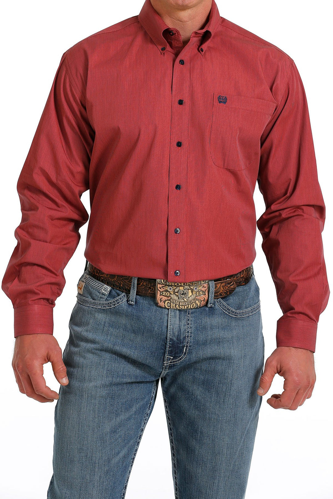 Cinch - Mens Red Micro Stripe Arena Shirt