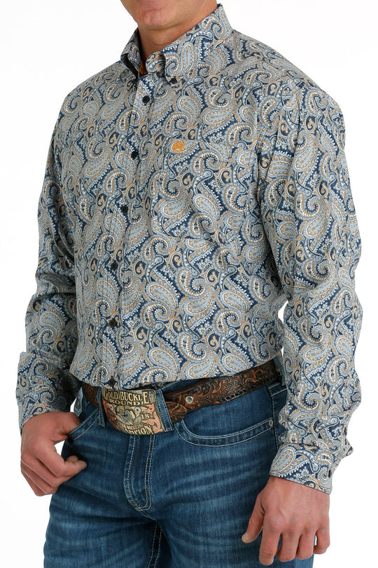 Cinch - Mens Navy/Grey Paisley Arena Shirt