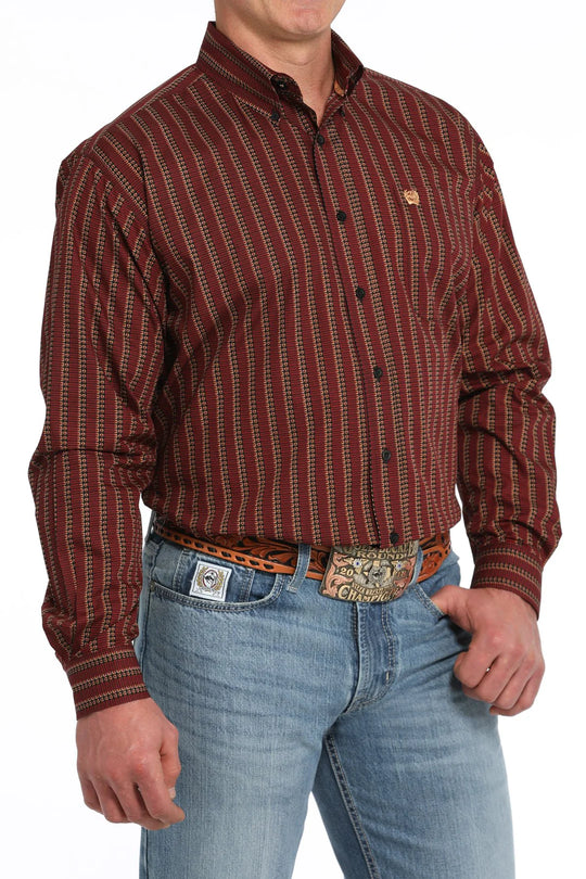 Cinch - Mens Maroon Stripe Arena Shirt