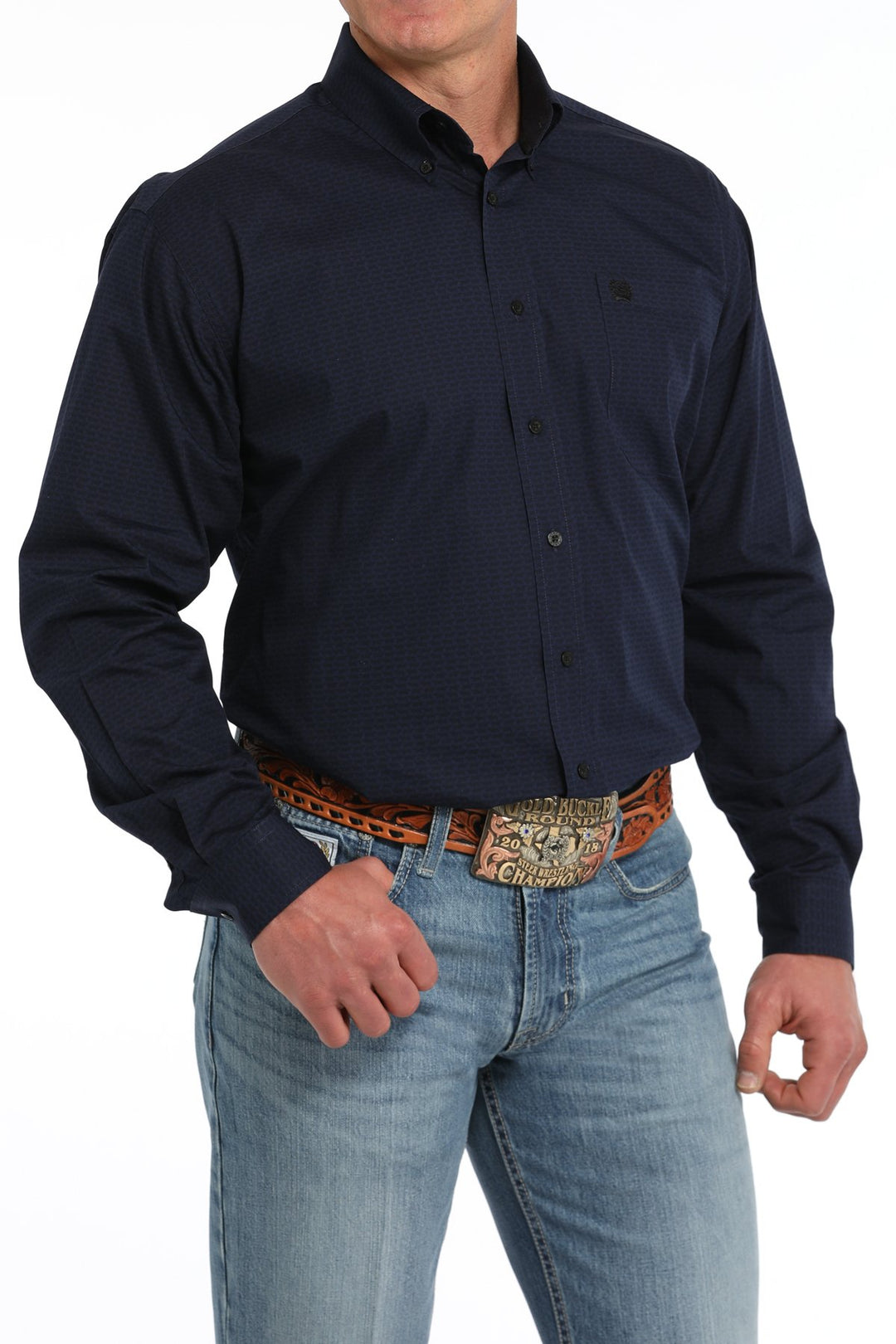 Cinch - Mens Navy Cattle Print Arena Shirt