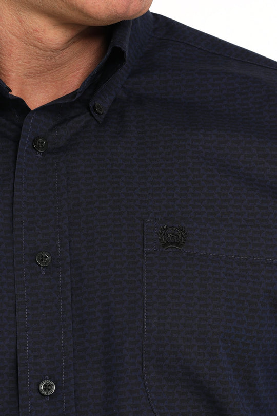 Cinch - Mens Navy Cattle Print Arena Shirt