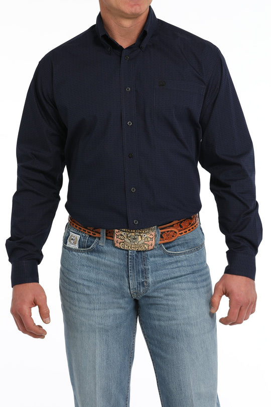Cinch - Mens Navy Cattle Print Arena Shirt