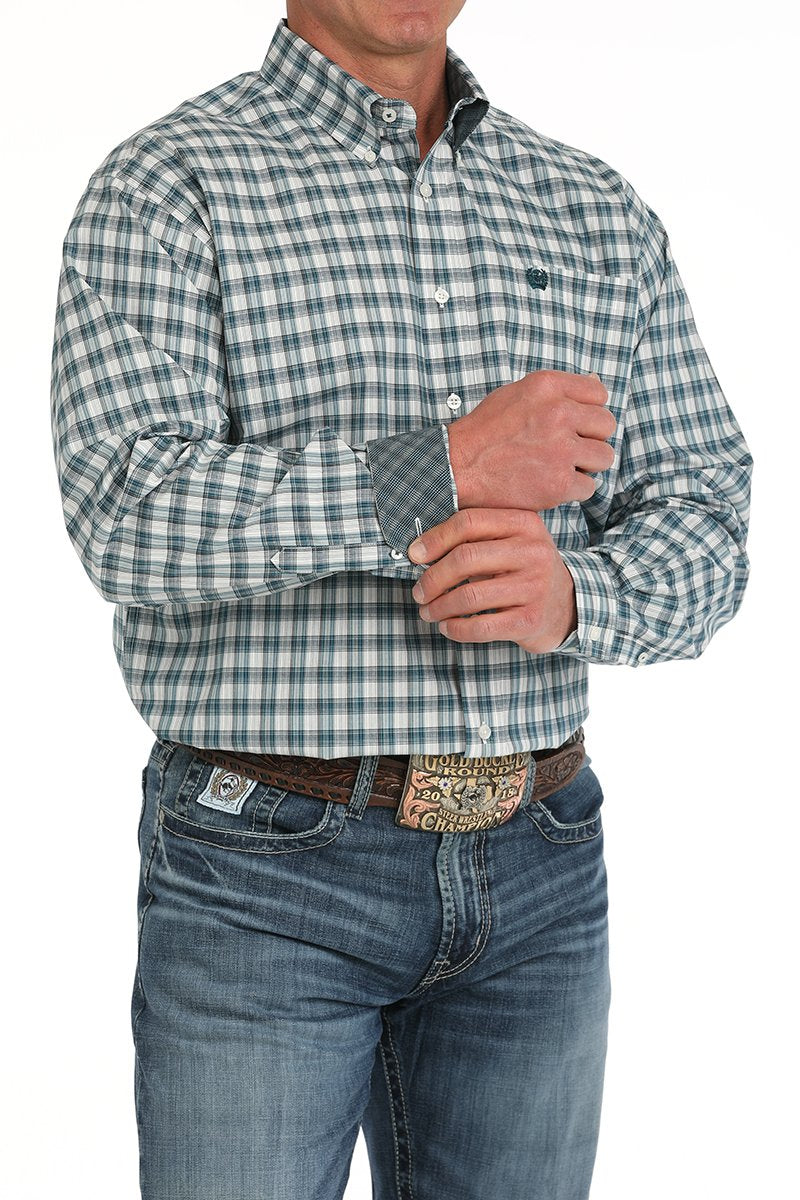 Cinch - Mens Plaid Cream/ Blue Arena Shirt
