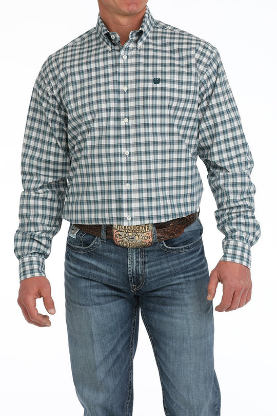 Cinch - Mens Plaid Cream/ Blue Arena Shirt