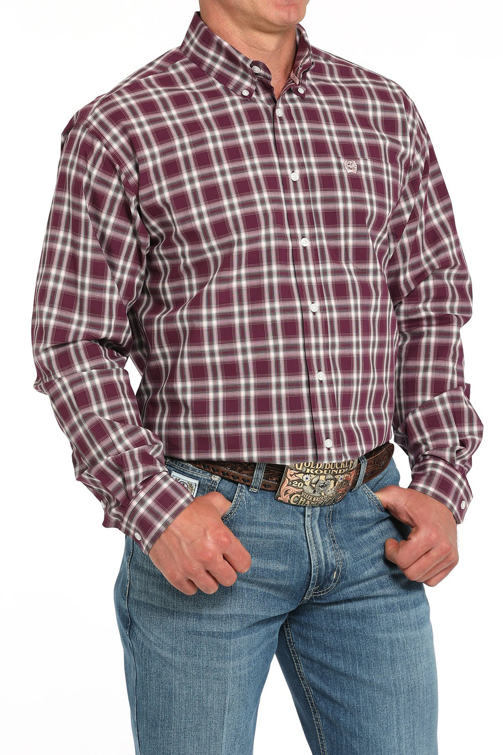 Cinch - Mens Purple Black Plaid Arena Shirt