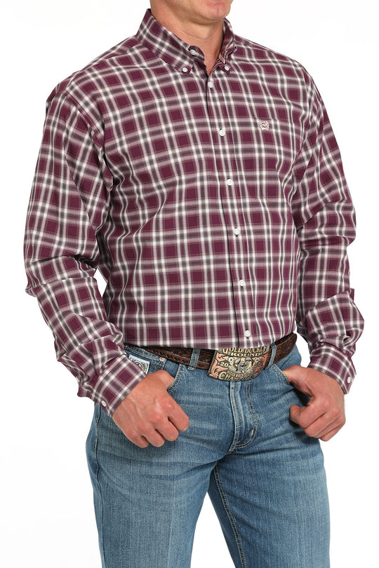 Cinch - Mens Purple Black Plaid Arena Shirt