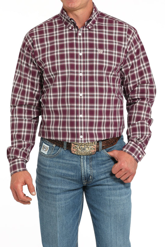 Cinch - Mens Purple Black Plaid Arena Shirt
