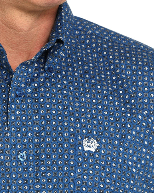 Cinch - Mens Stretch Royal Blue Geo Classic Fit Shirt