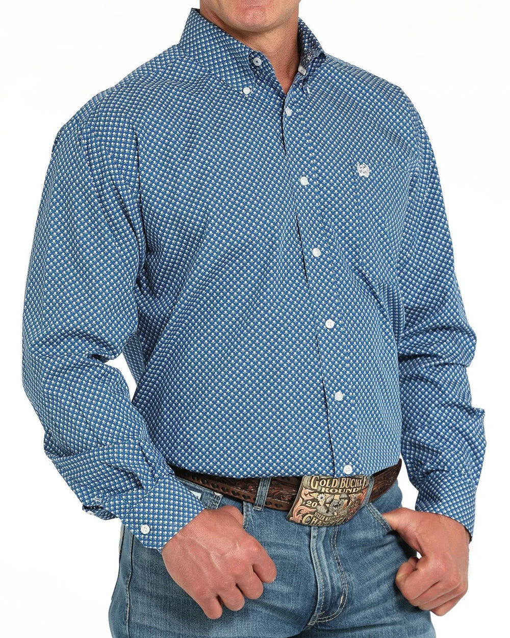 Cinch - Mens Blue Floral Classic Fit Shirt