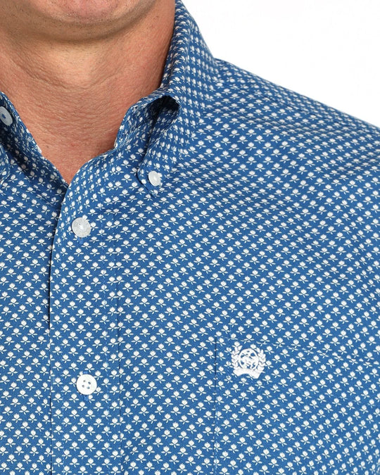 Cinch - Mens Blue Floral Classic Fit Shirt