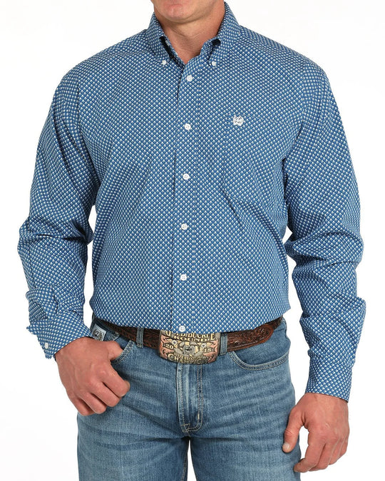 Cinch - Mens Blue Floral Classic Fit Shirt