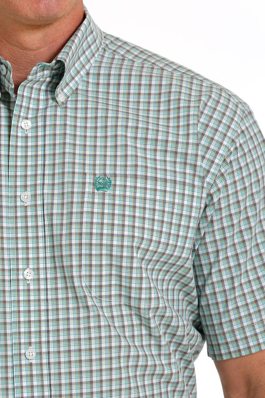 Cinch - Mens White/Teal S/S Arena Shirt