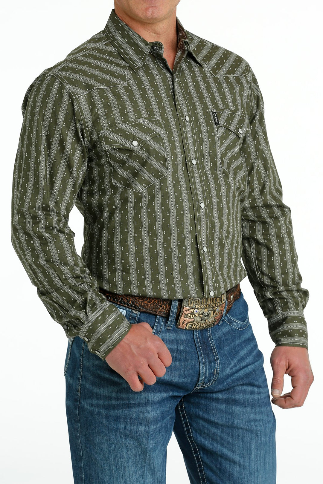 Cinch - Mens Olive Snap Button Arena Shirt