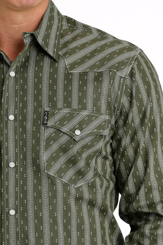 Cinch - Mens Olive Snap Button Arena Shirt