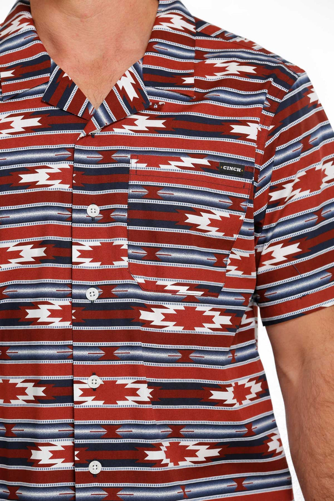 Cinch - Mens Red Aztec Camp Shirt