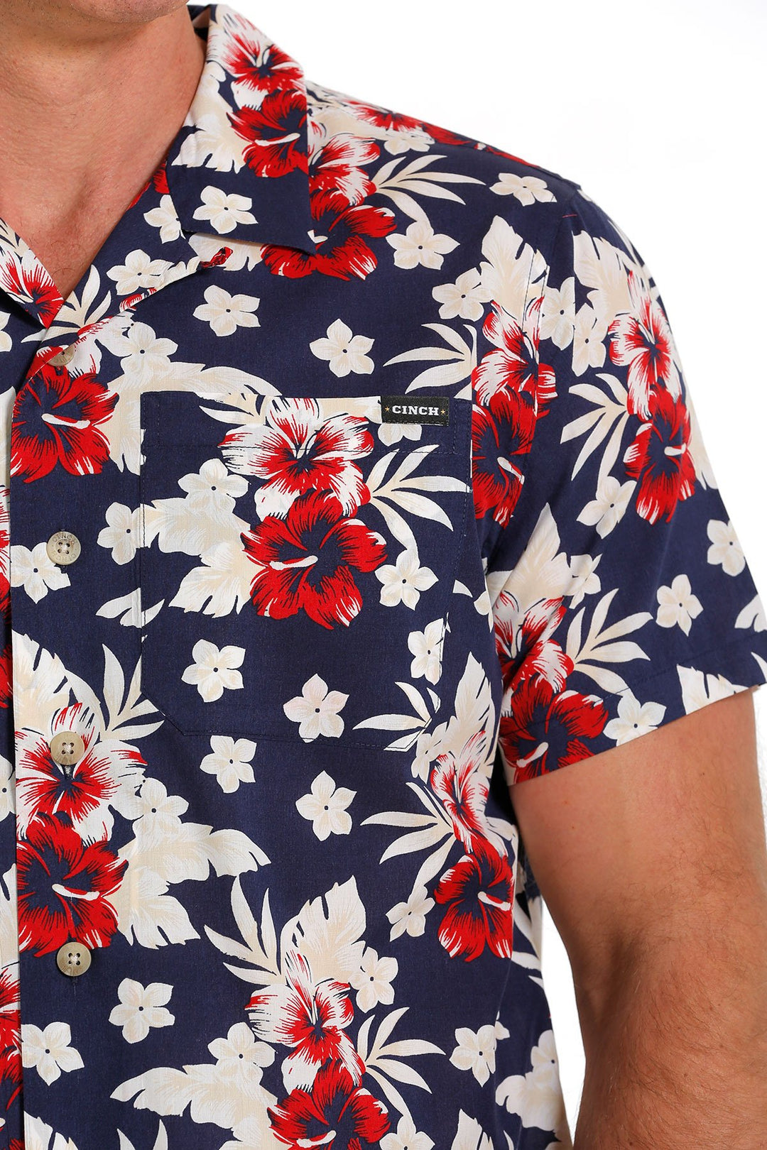 Cinch - Mens Hawaiian Navy Camp Shirt