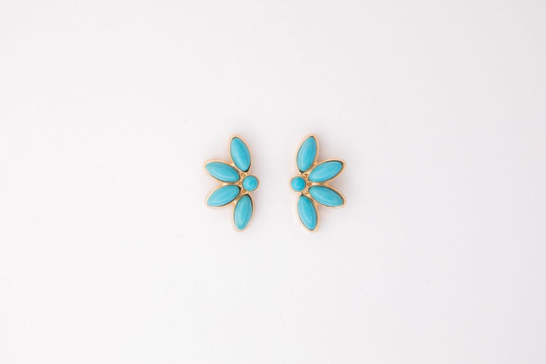 West & Co - Cheyenne 1" Gold Half Flower Turquoise Earrings