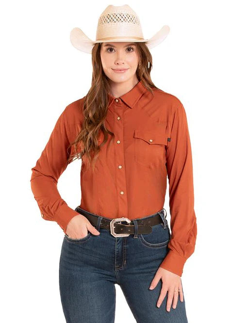 Rock & Roll - Women's Western Tek Orange Arena Shirt