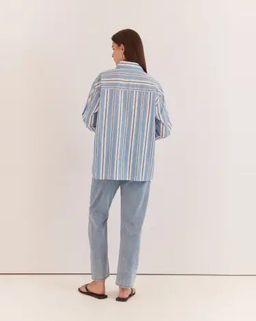 Buffalo Belle - Nyx Piped Stripe Shirt in Blue Stripe
